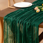 Emerald Green Cheesecloth Table Runner Boho Wrinkled Gauze Table Runners by Jimtx