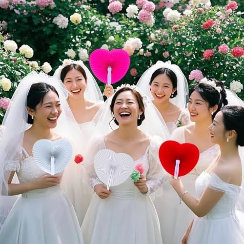 20 Pieces Silver Heart Paper Fans - Image 5