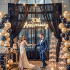 20ft x 12ft Black Tulle Backdrop Curtain for Parties Sheer Fabric Backdrop Curtains for Baby Shower Birthday Party Back Drop Wedding Graduation Photo Backdrop Drapes Background 4 Panels 5ft x 12ft - Image 2