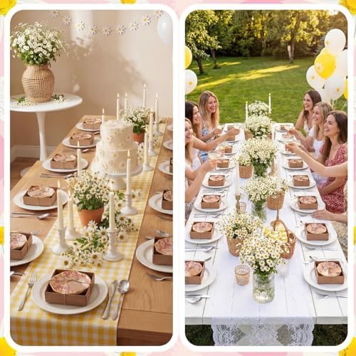 SiliFine 24 Pcs Daisy Party Favors for Guests Small Ceramic Bowl Bulk Gifts Set 3.3 Inch Floral Design Mini Dipping Sauce Dish with Card Box for Bridal Pooja Baby Shower Birthday Guest Gift - Image 6