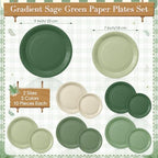 Mimorou 354 Pcs Sage Green Paper Plates and Napkins, Serves 50 Tableware - Image 3