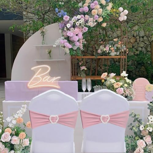 Dusty Pink Chair Sashes 60 Pack Spandex Pink Chair Sashes with Heart Buckle Slider for Wedding Banquet Party Decorations - Image 7