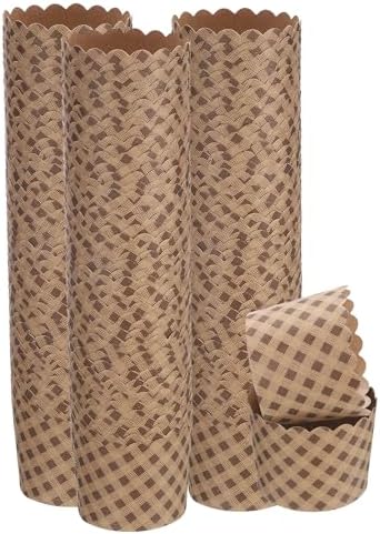 HARFINGTON 150Pcs Paper Baking Cups 6oz Brown Kraft Paper Muffins Liners Cupcake Greaseproof Disposable Bulk Wrappers for Wedding Birthday Graduation, Plaid by HARFINGTON