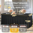 Shillance 6 Packs Black Spandex Table Covers 6 Foot, Fitted Stretch Table Cloth with Skirts 72x30 Inch, Wrinkle-Free Floor Length Rectangle Tablecloths for Trade Show Weddings Parties Banquets Events - Image 3