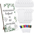 Panitay 43 Pcs Baby Shower DIY Game Set White Bib, Newborn Bodysuit, Marker, Games Sign for Baby Shower Party Decor by Panitay
