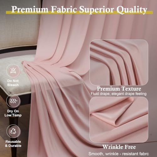 20ft x 15ft Dusty Pink Backdrop Curtains for Wedding Parties, 4 Panels Extra Long Wrinkle Free Fabric Drapes Photo Backdrop for Baby Shower Birthday Stage Reception Lobby Decoration - Image 3