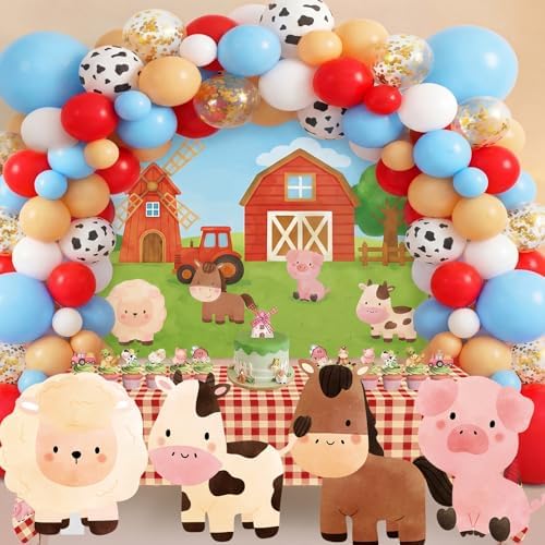 Honoson 148 Pcs Farm Animal Theme Party Decoration Backdrop Cutout Balloon - Image 5