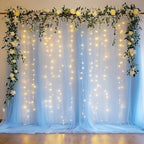 Tulle Backdrop Curtain with Lights Baby Blue 10x10ft Sheer Curtain Backdrop by Fomcet