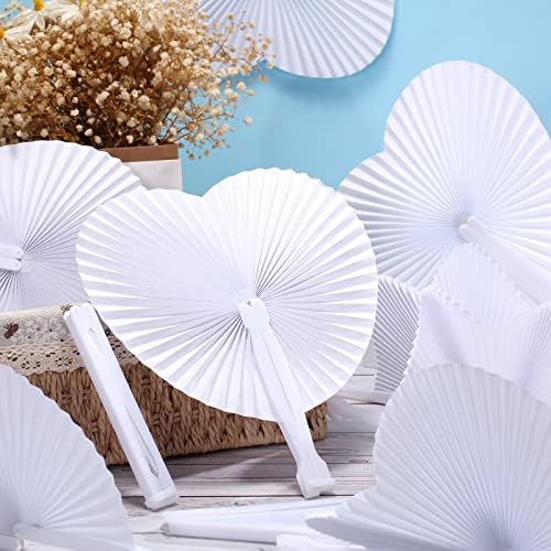 Unittype 150 Packs Heart Shaped Paper Fans for Wedding Guests,White - Image 4