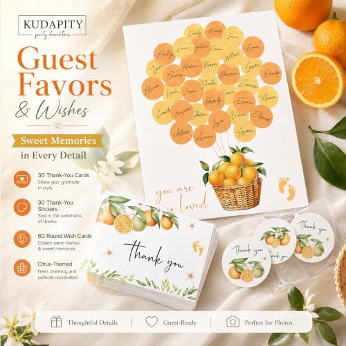 A Little Cutie Is on the Way Baby Shower Decorations,Fruit Orange Baby Shower Supplies Kit with Balloon Garland Arch, Backdrop, Little Cutie Baby Shower Decor Set for Citrus Gender Neutral Baby Shower - Image 5