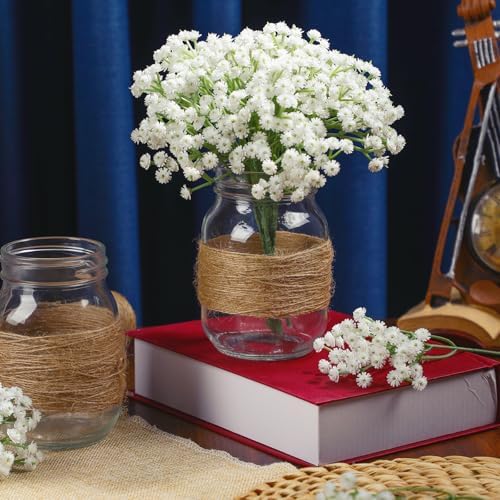 43 Pcs/ 6 Set Babybreath Mason Jar Table Centerpiece Mason Jar Vases - Image 3