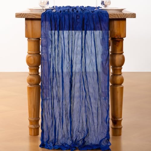 DeZerlor Royal Blue Cheesecloth Table Runners 6 Pack Summer Boho Runners - Image 4