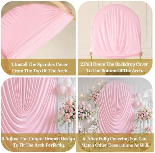 6.6FT Pink Arch Backdrop Cover Wedding Draped Arch Cover, Stretchy Spandex Balloon Backdrop Arch Stand Covers for Wedding Ceremony, Baby Shower, Photography Birthday Party Decorations - Image 4