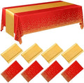 Breling 24 Pack Red and Gold Disposable Tablecloths and Table Runner Set by Breling