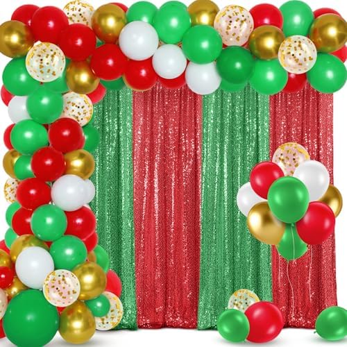 SmoothNovelty 137 Pcs Red White Blue Balloons Arch Kit Backdrop Red Green by SmoothNovelty