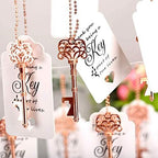 100 PCS Wedding Favors Bottle Opener,Vintage Skeleton Key Bottle Opener,Key Bottle Openers with Escort Tag Cards and Key Chains Wedding Gifts for Guest（Rose Gold） - Image 3