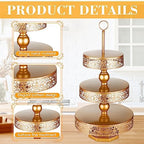 Dandat 2 Pcs Cupcake 3 Tiered Metal Dessert Stand Round Cupcake Tower Cake Holder Stand Tiered Serving Tray for Wedding Baby Shower Birthday Tea Party Table Decor(Gold) - Image 4
