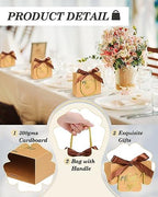 EQOREIIN Small Gift Bags, 100 Pack 4.5x1.8x3.9 Inches Kraft Paper Mini Thank You Bags with Bow Ribbon, Small Candy Party Favors Bag Bulk for Birthday Wedding Baby Shower (Brown) - Image 3