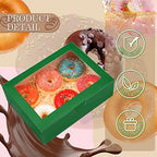 KPOSIYA 65 PCS 8x6x2.5 Inch Cookie Boxes with Window Green Bakery Boxes Pastry Boxes for Gift Giving, Treat, Dessert, Cupcakes, Chocolate, Strawberries, Donuts, Muffins (5 Style Windows) - Image 3