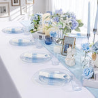DaYammi 350PCS Blue Glitter Plastic Dinnerware Set for 50 Guests - Image 6
