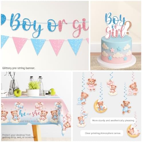 Xynic 206Pcs Bear Gender Reveal Decorations Tableware Set, Serves 25 - Image 6