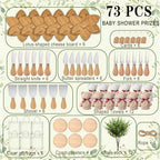 73Pcs Baby Shower Prizes for Game Winners Lotus Cheese Board Fork Butter Spreaders straight knife spatula Coasters Towel Artificial Eucalyptus Stems Cards and Gift Bags for Guests Bridal Birthday,6Set - Image 2