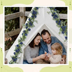Riceshoot 4 Pcs 26 ft Artificial Eucalyptus Vines Garland with Flowers Faux Floral Greenery Garlands Rose Wreath for Wedding Party Arch Table Decor Backdrop Decorations (Dusty Blue) - Image 6