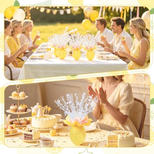 6 Set Lemon Paper Lanterns Table Centerpieces Decor Pink Yellow - Image 2