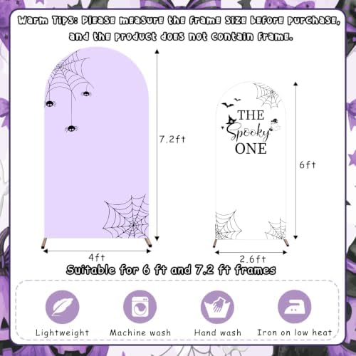 Serencatcher Halloween Spooky One Birthday Arch Cover Purple 7.2FT 6FT 2Pcs - Image 3