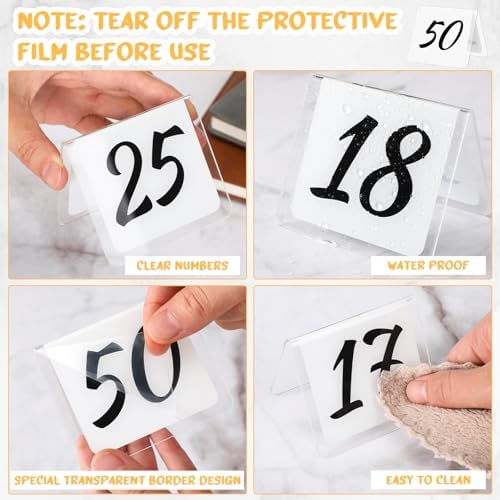 Suzile 100 Pcs Table Numbers 1-100 Acrylic Double Sided,White and Gold - Image 4