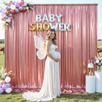 10x10ft Rose Gold Backdrop Curtains Wedding Party Glitter Sequin Curtain Backdrop Fabric Shimmer Drapes Backdrop Bridal Baby Shower Birthday Christmas Photoshoot Background Photography 5x10FT，2 Panels - Image 6