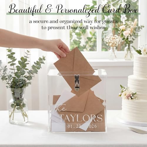 Novabright 10" Wedding Acrylic Card Box, Clear, Classic Style - Image 5