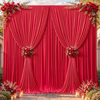 16ftx10ft Wrinkle Free Red Backdrop Curtain - 10 Feet Photography Backdrop Drapes, Silky Polyester Back Drop Cloth for Wedding Baby Shower Balloon Arch Background by Unknown