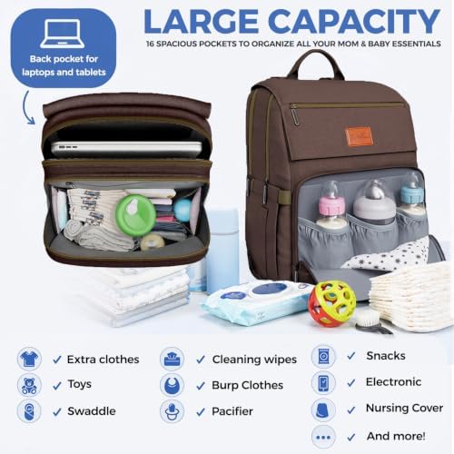 PILLANI Baby Diaper Bag Backpack - Large Bag for Boys & Girls, Waterproof Diaper Backpack - Travel Diaper Bags w/Changing Pad, Baby Registry Search & Shower Gifts - Essentials Must Haves Newborn Stuff - Image 2
