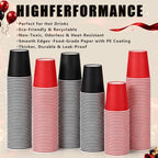 Mimorou 300 Pcs 8 oz Disposable Paper Cups Holiday Party, Black, Red - Image 6