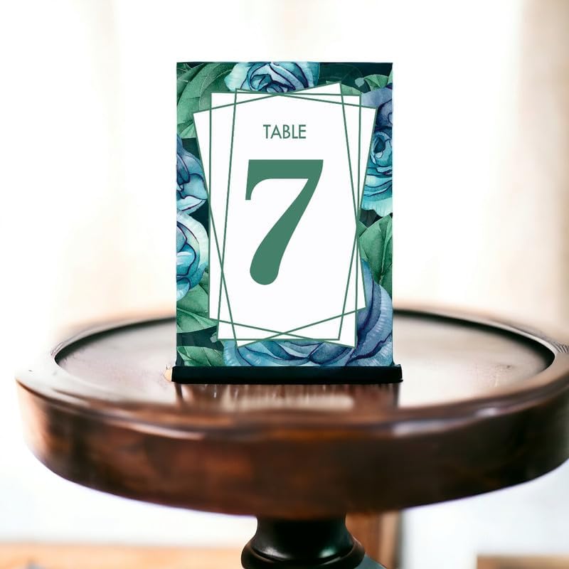 Blue Rose Table Cards Number 1-75 Double Sided For Wedding Reception Event Party Baby Shower Birthday 4x6, AT-TABLE-CARD-845 - Image 2