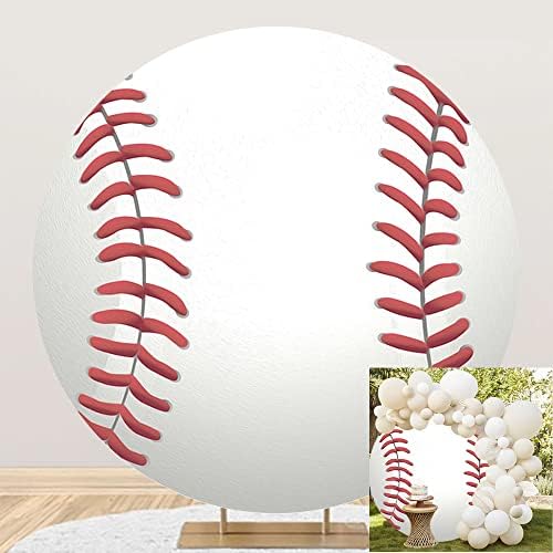 Baseball Round Backdrop Cover - Baseball Game Sports Theme Men Boys Birthday Party Decoration Circle Backdrop Cover Match Photo Background Props 6.5x6.5ft by OERJU