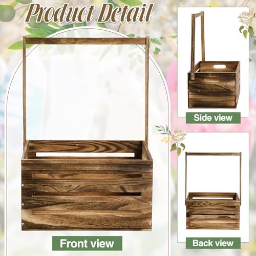 Barydat Wood Baby Shower Basket with Hanger Rack Crate Closet, Dark Walnut - Image 2