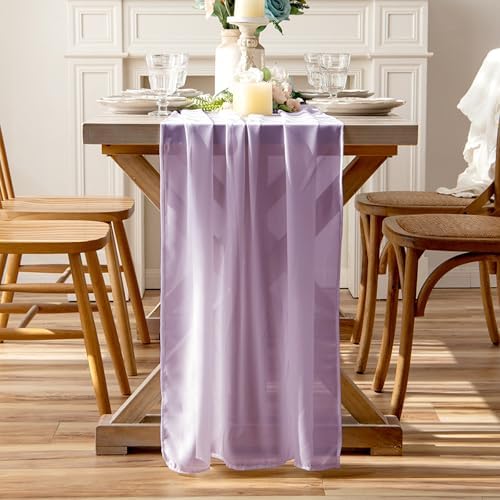 Sheer Chiffon Table Runner 35x120 Inches, Purple 6 Pack - Image 3