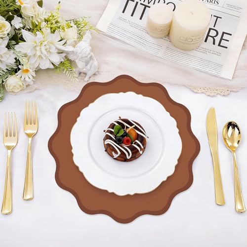 100 Pcs Brown Cardstock Paper Placemats, Disposable Waterproof Place Mats - Image 4