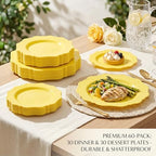COLOSUS 60PCS Yellow Plastic Plates, Beaded Disposable Plates for Party. - Image 4