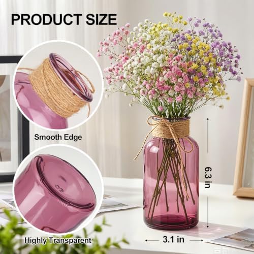 12Pcs Mason Jars for Centerpiece Glass Flower Bud Vase Purple Vases - Image 2