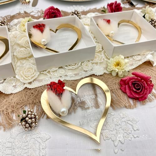 Wedding Favor Guest Bulk Magnet Gold Heart, Sets of Party Favors, Gold Heart Acrylic Bridal Shower Favors, Party Favor for Attendee (Silver Heart Magnet, Set of 40) - Image 7