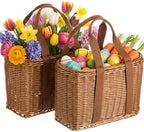 2 Pcs Large Wicker Basket with Handle Empty Woven Gift Basket for Gifts Summer Beach Party Spring Picnic Rattan Goodie Stuffer Candy Storage Wedding Home, 11.4 x 7.9 x 5.9 Inch by Ferrochef