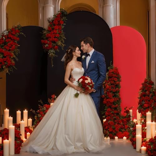 Arch Backdrop Cover Set of 3 Wedding Arch Covers Stretchy Backdrop Red Black Arch Cover 4FT 5FT 6FT Arch Stand Cover Spandex Birthday Party Ceremony Bridal Shower Banquet Decoration - Image 2
