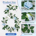 U'Artlines 3 Pack Artificial Blue Rose Garlands Flower Vines 19.5 ft - Image 3