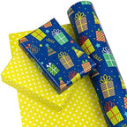 WRAPAHOLIC 30 Inch Jumbo Reversible Birthday Wrapping Paper - 30 Inch X 100 Feet Jumbo Roll - Blue Happy Birthday Wrapping Paper for Party, Baby Shower and More Occasions - Image 3