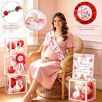 Costova Strawberry Baby Shower Decorations, A Berry Sweet Baby Is on the Way Party Supplies with Backdrop, Balloon Garland, Boxes, Mom to Be Sash for It's a Girl Gender Reveal Party - Image 4