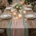 Cheesecloth Table Runner 6 Pack Sage Green and Dusty Pink, Boho Gauze Table Runner 10Ft 120 Inches Long for Wedding Decor, Party & Home Table Decoration by Avolander