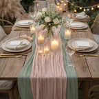 Cheesecloth Table Runner 6 Pack Sage Green and Dusty Pink, Boho Gauze Table Runner 10Ft 120 Inches Long for Wedding Decor, Party & Home Table Decoration by Avolander